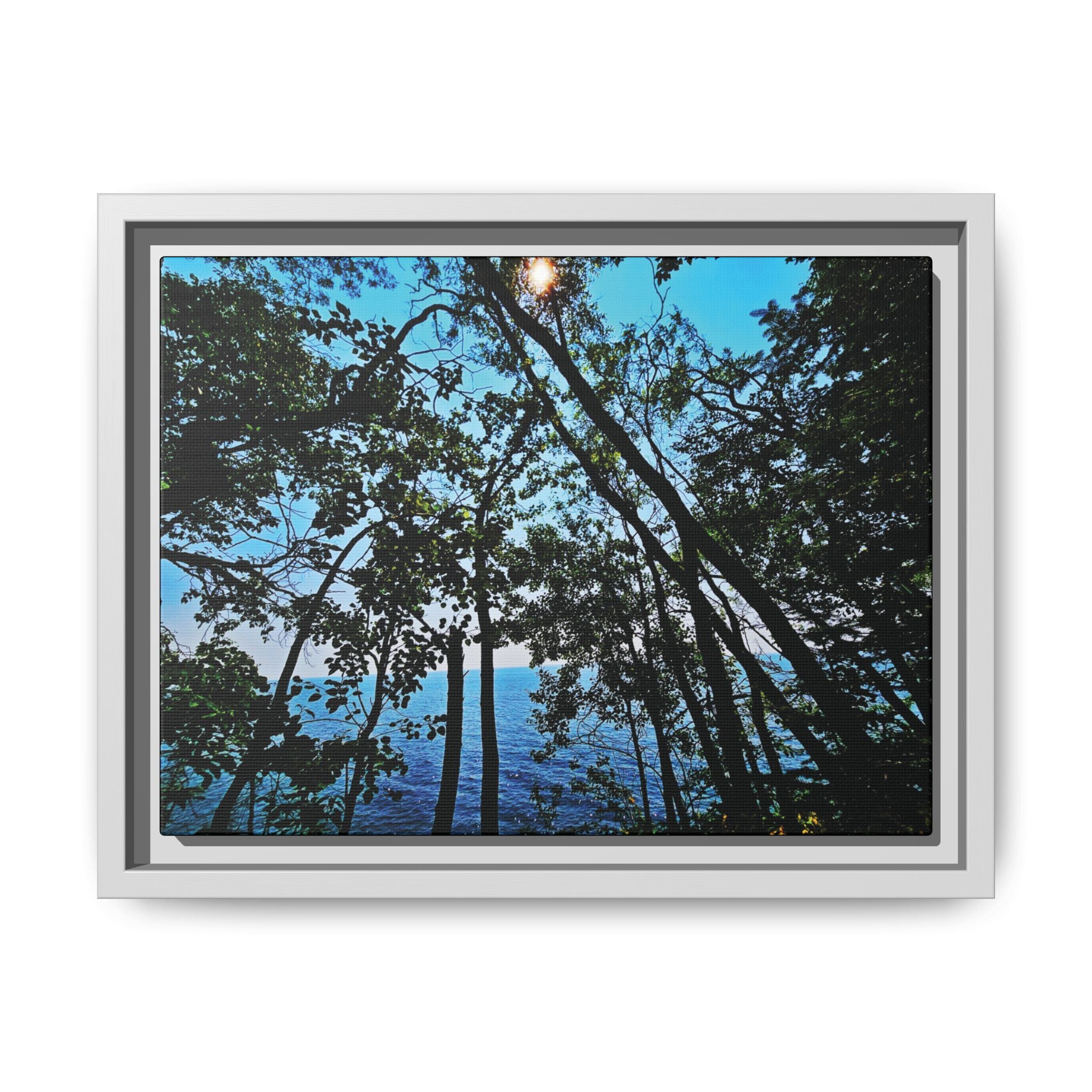 Blue Beyond the Branches Framed Matte Canvas Wall Art