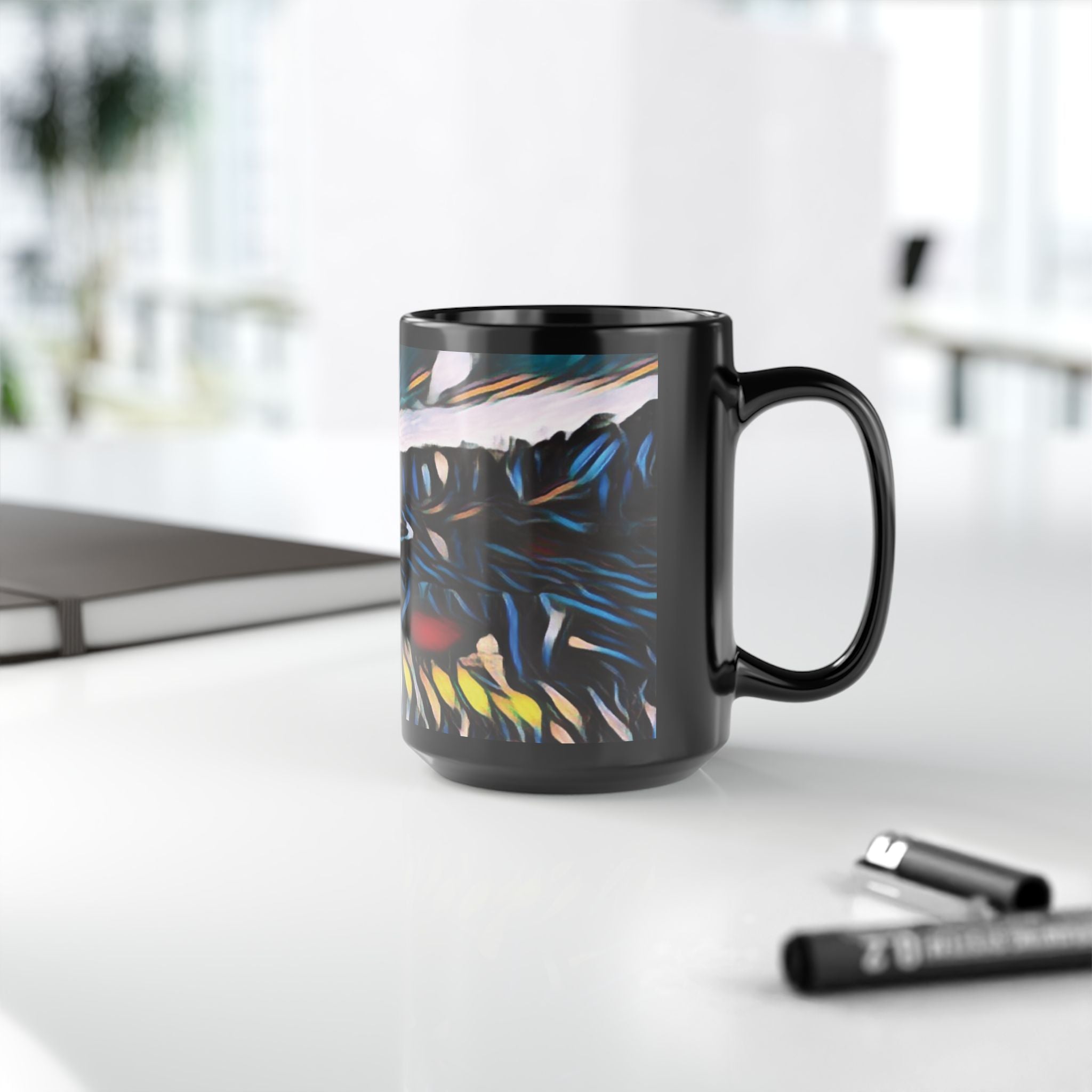 Gooseberry River Meander Bend Black Mug