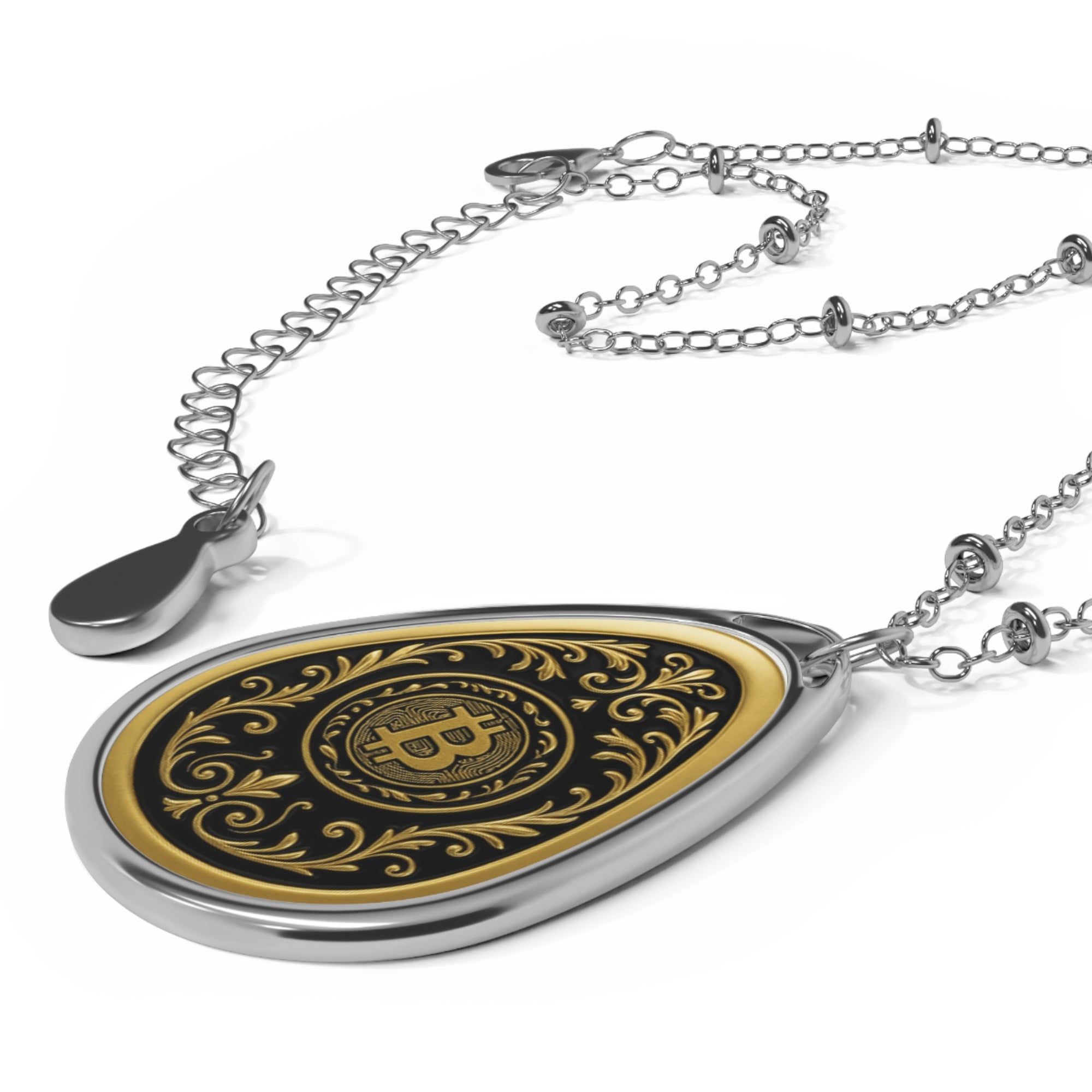 Bitcoin Vintage Oval Necklace, Elegant Crypto Jewelry, Personalized Gift, Statement Piece, Unique Fashion Accessory