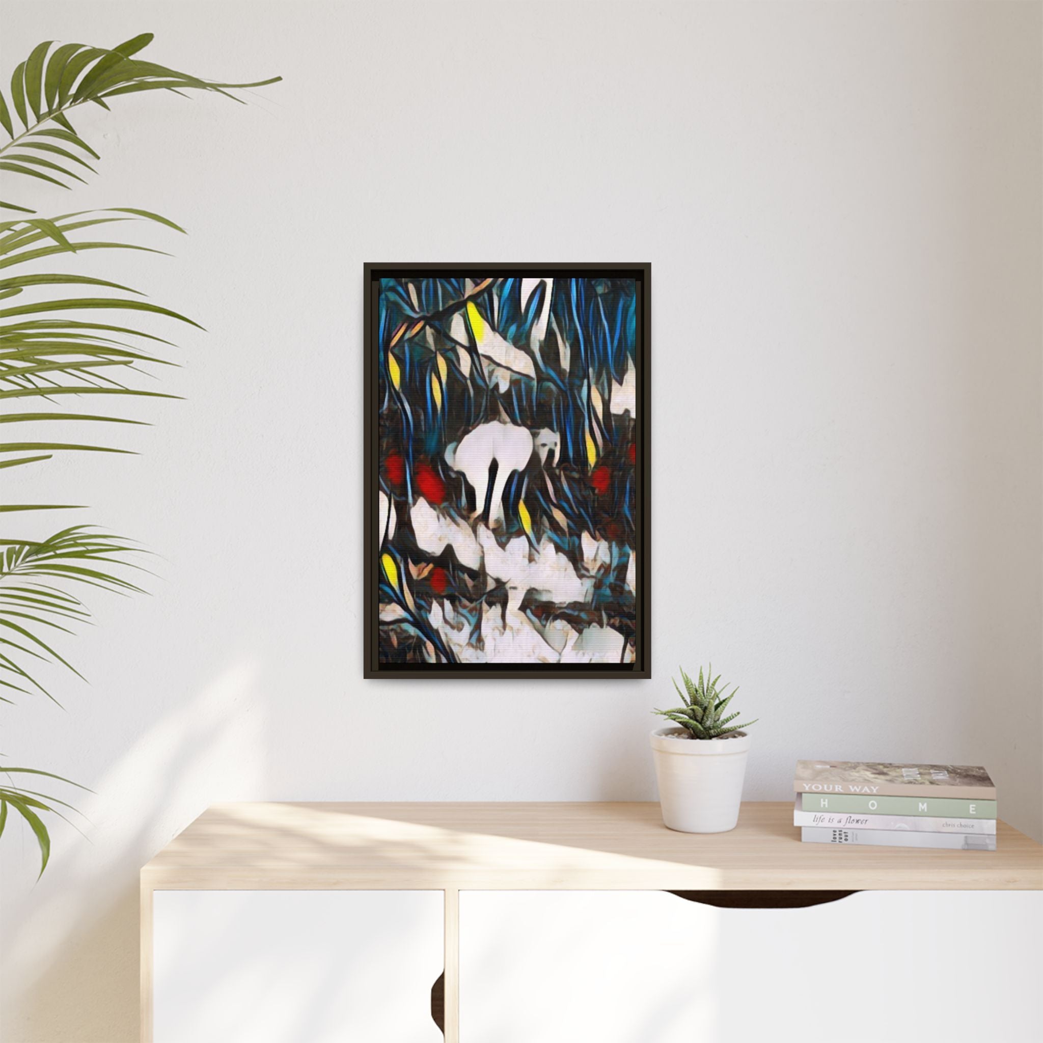 Poopin' Mellie Dog Framed Matte Canvas Wall Art